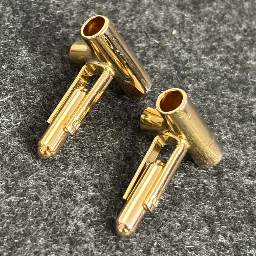 Hickok NIB Gold/Brass-Tone T-Connector Pipe Shaped Cuff Links